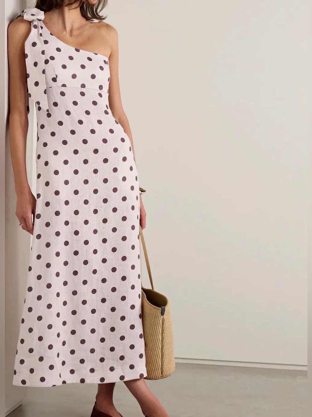 NWT Zimmermann Acacia Polka-Dot Linen Midi Dress size 1